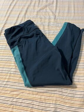 Dark Teal and Aqua Athletic Leggings